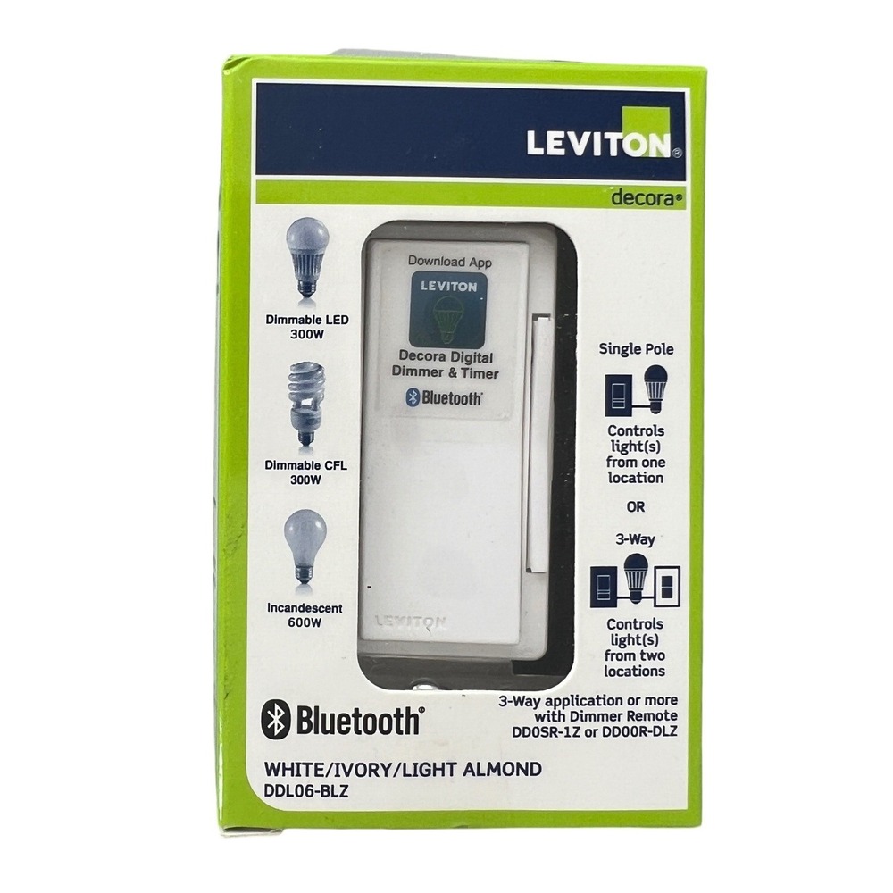 Leviton Decora Digital Dimmer & Timer Bluetooth DDL06-BLZ White Ivory Almond